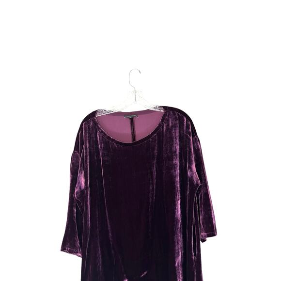 Eileen Fisher Purple Velvet Witchy Whimsigoth Dark Romantic Silk Dress Size M - Picture 6 of 12